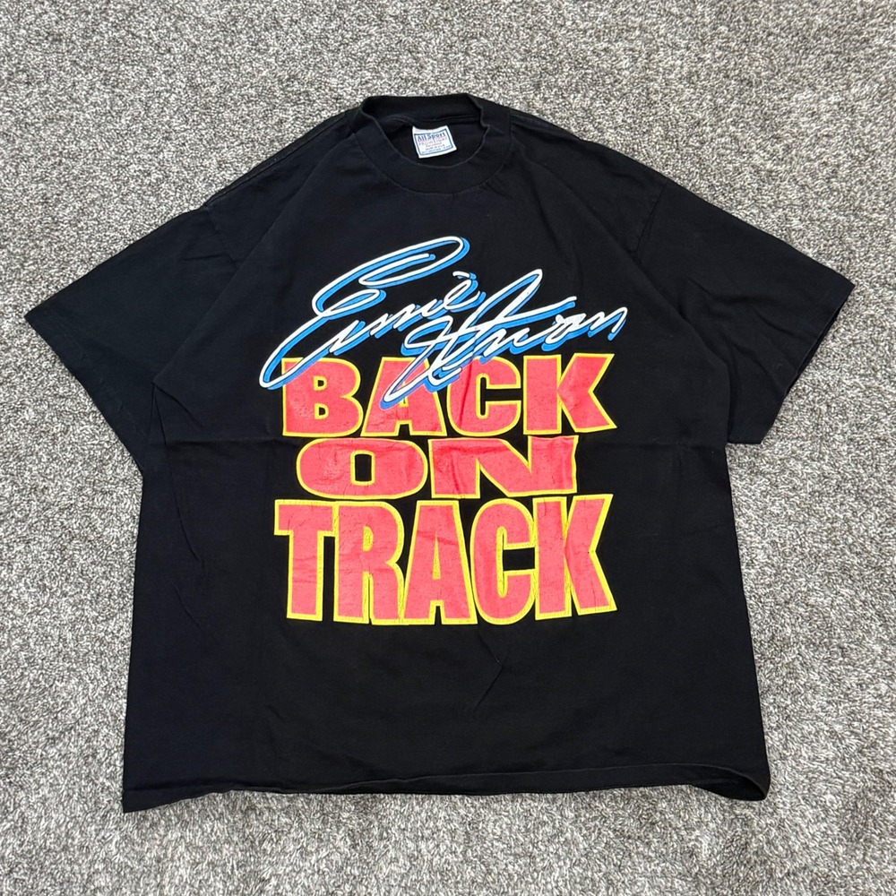Vintage 90s Ernie Irvan Back On Track Robert Yates Racing Shirt Mens XL Black